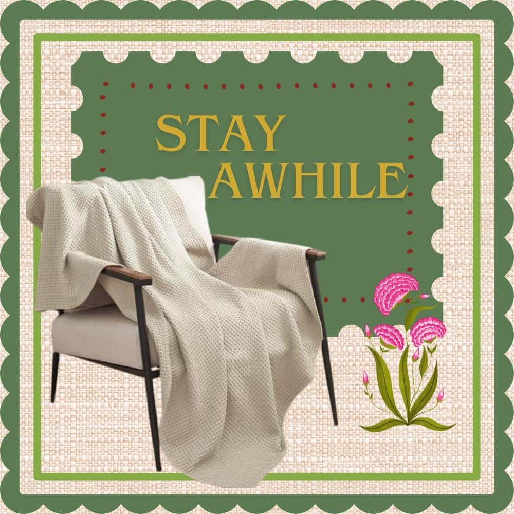 Cozy cotton waffle-weave throw draped over a chair